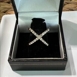 Crystal X Gold Cross Ring